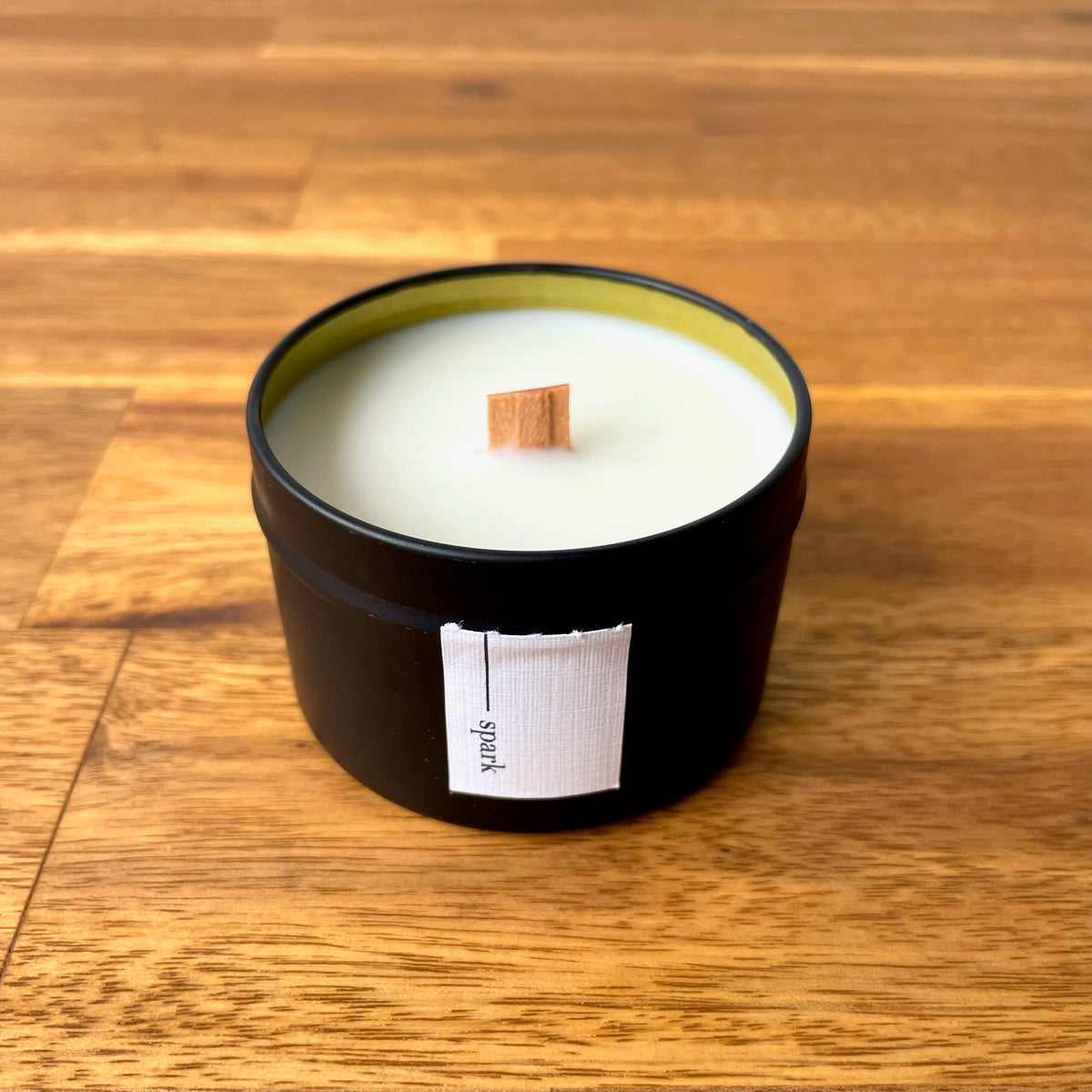 Engraved Corporate Wood Wick Soy Candle Tin