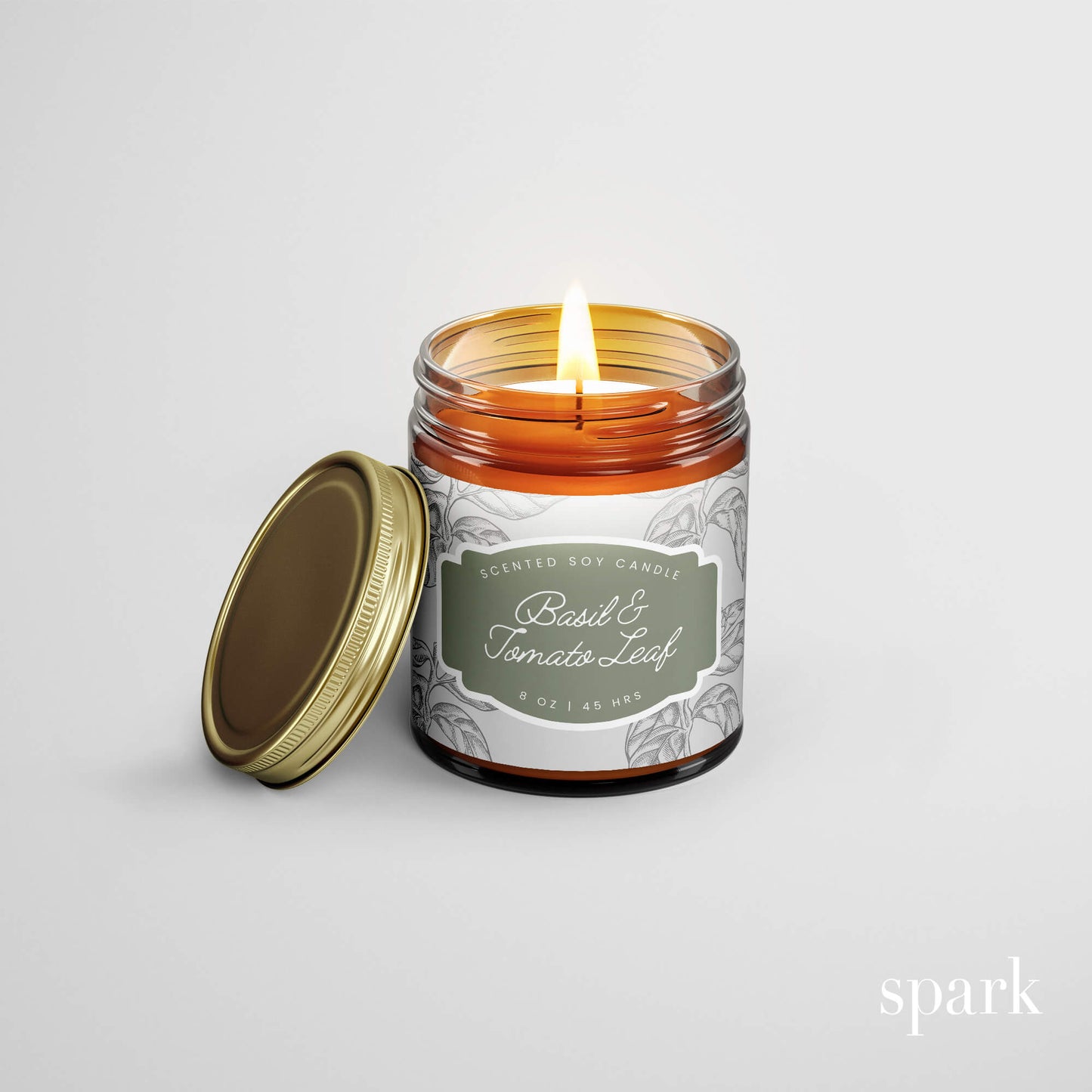 Custom 8oz Amber Glass Jar Candle Style - Choose Your Label Design & S –  Spark Candles